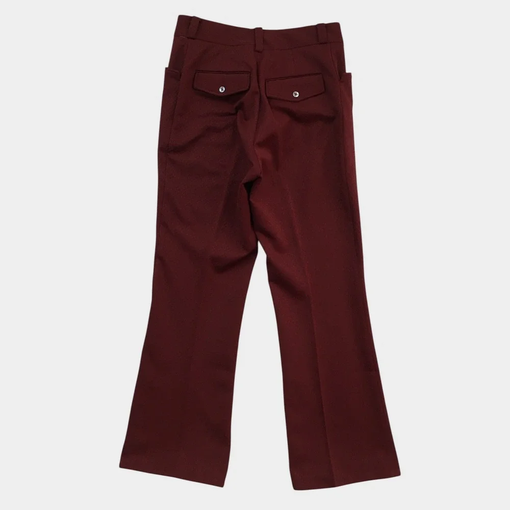 Spyder Mark Mens Vintage Burgundy Textured Flare Leg Disco Dress Pants Size 30